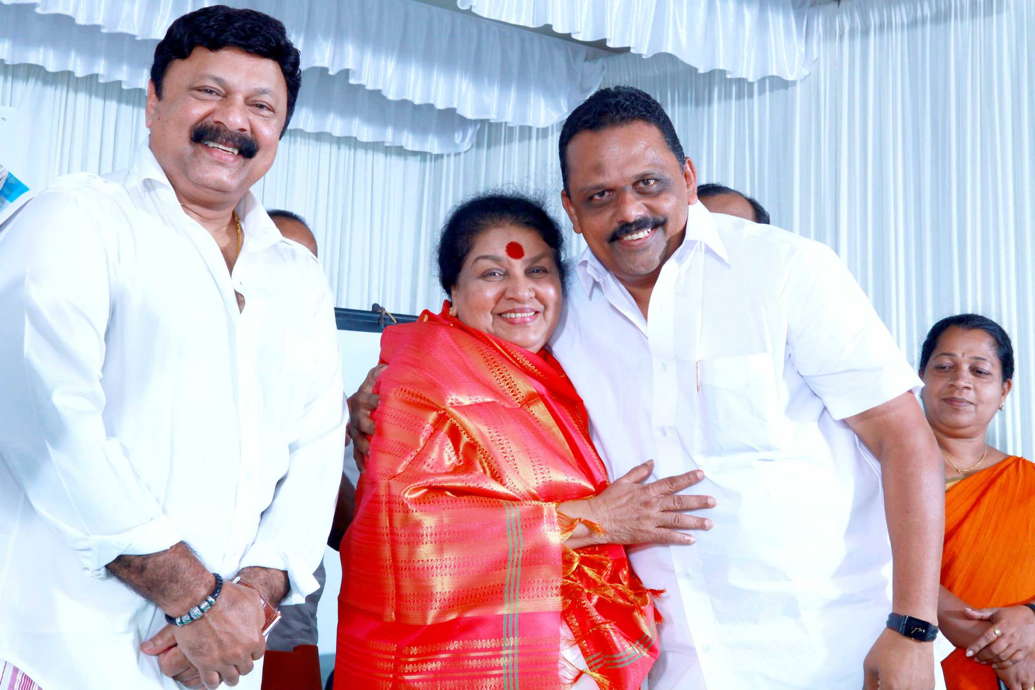 Sabu K. Jacob with Kaviyoor Ponnamma and Lalu Alex